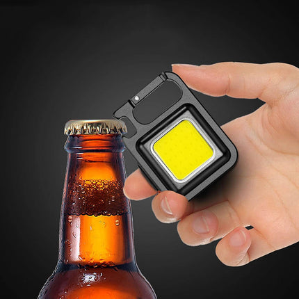 Torcia tascabile led cob multifunzione ricaricabile tre modalità di luce torcetta portachiavi calamitata apribottiglia - enzoled