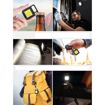 Torcia tascabile led cob multifunzione ricaricabile tre modalità di luce torcetta portachiavi calamitata apribottiglia - enzoled