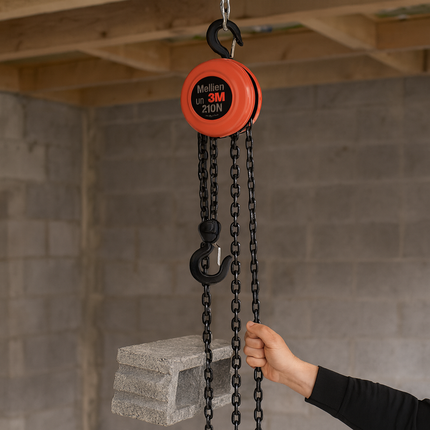 Paranco manuale catena 3 mt max 2 tonnellate gancio argano sollevatore
