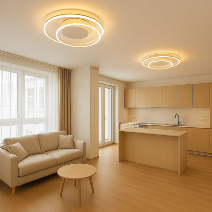 Plafoniera led 32W design cerchio spirale bianco tecnologia CCT enzoled