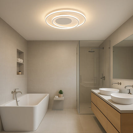 Plafoniera led 32W design cerchio spirale bianco tecnologia CCT enzoled
