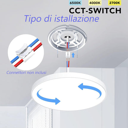 Plafoniera a led moderna ultra slim 18 watt con tecnologia CCT da 6500k a 2700k con switch lampada da soffitto - enzoled