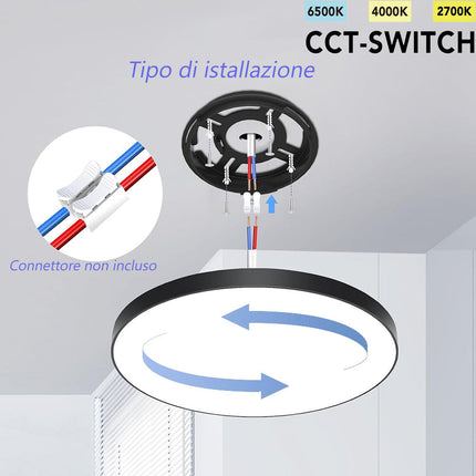 Plafoniera a led moderna ultra slim 18 watt con tecnologia CCT da 6500k a 2700k con switch lampada da soffitto - enzoled