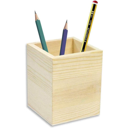 Portapenne quadrato in legno da scrivania portaoggetti organizer contenitore per cancelleria personalizzabile per decoupage - enzoled