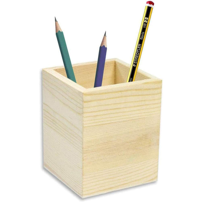 Portapenne quadrato in legno da scrivania portaoggetti organizer contenitore per cancelleria personalizzabile per decoupage - enzoled
