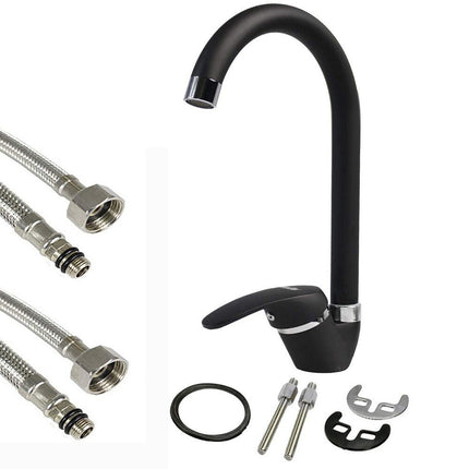 Rubinetto da cucina canna alta orientabile moderno nero opaco