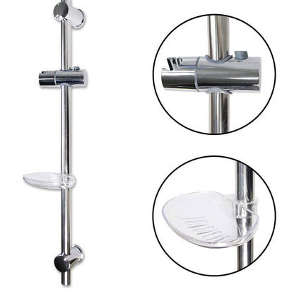 Saliscendi cromato per soffione doccia regolabile con porta sapone supporto con tasto orientabile scorrimento per regolare altezza 70 cm - enzoled