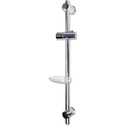 Saliscendi cromato per soffione doccia regolabile con porta sapone supporto con tasto orientabile scorrimento per regolare altezza 70 cm - enzoled