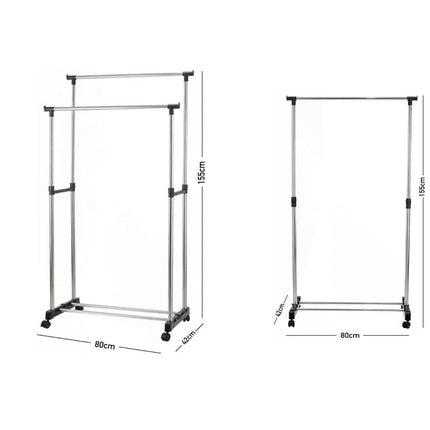 Stand appendiabiti altezza regolabile  con ruote singolo e doppio enzoled