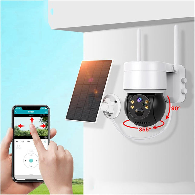 Telecamera WI-FI con pannello solare motorizzata 4 led a colori enzoled