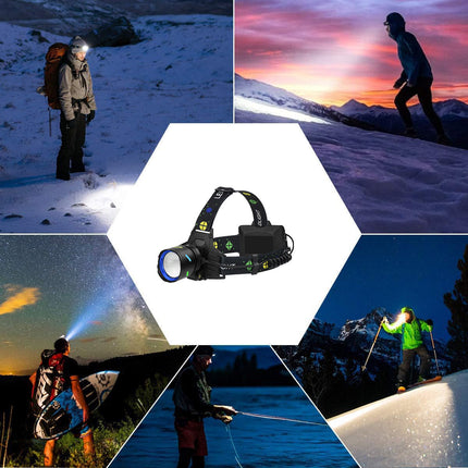 Torcia frontale ricaricabile a 1 led con zoom 4 modalit¨¤ di luce bianca dimmerabile luce bianca e blu - enzoled