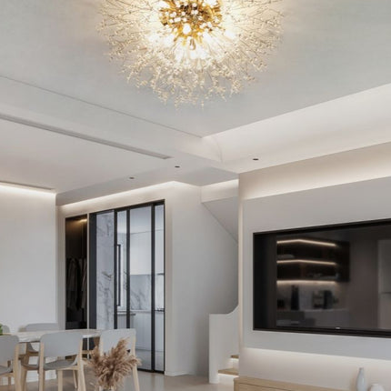 Lampadario da soffitto oro 9XG9DT - Alluminio + Cristallo, luce riflessa lussuosa enzoled