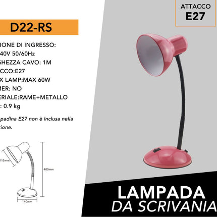 Lampada da scrivania con braccio flessibile snodabile luce lume da tavolo orientabile da cameretta