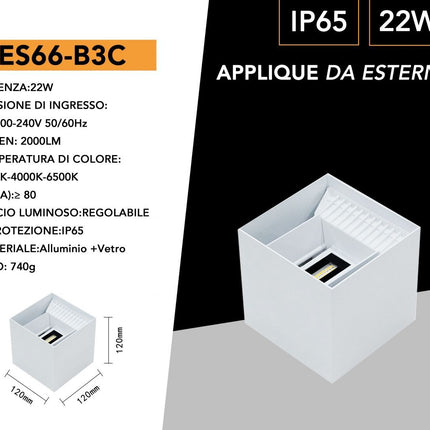 APPLIQUE ESTERNO/22W/6500K-3000K - enzoled