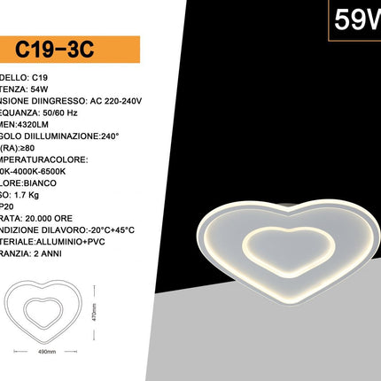 Lampada Soffitto 54W 3000K-6500K Bianca, Alluminio PVC - Illuminazione Regolabile per Casa enzoled