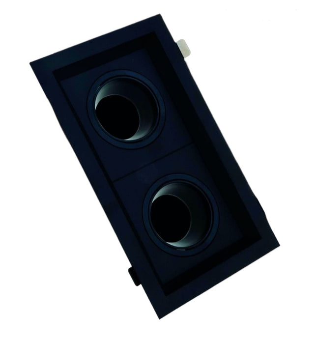 Supporto Portafaretto Recesso 2XGU10 Nero in Alluminio+Metallo+PC per Lampade LED enzoled