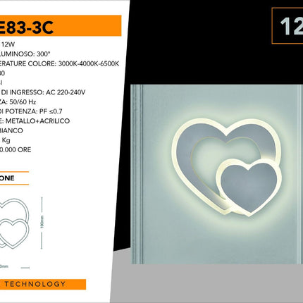 APPLIQUE DA INTERNO/12W/3000K-6500K - enzoled