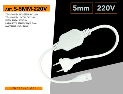 KIT LED DRIVER PER STRISCE LED 220V SMD 2835 5MM - enzoled