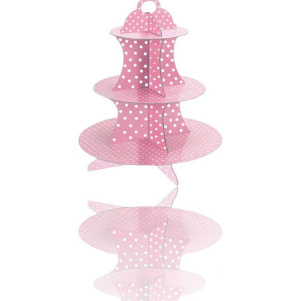 Alzatina a 3 ripiani con pois in cartone supporto per muffin cupcake dolci rustici stand espositore alzata decorazione per festa - enzoled