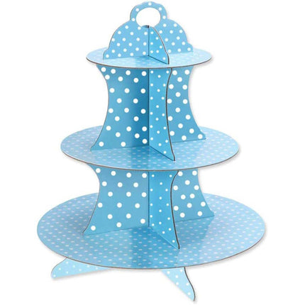 Alzatina a 3 ripiani con pois in cartone supporto per muffin cupcake dolci rustici stand espositore alzata decorazione per festa - enzoled