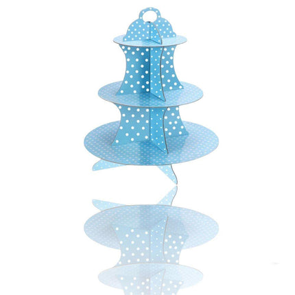 Alzatina a 3 ripiani con pois in cartone supporto per muffin cupcake dolci rustici stand espositore alzata decorazione per festa - enzoled