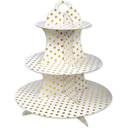 Alzatina a 3 ripiani con pois in cartone supporto per muffin cupcake dolci rustici stand espositore alzata decorazione per festa - enzoled