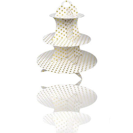 Alzatina a 3 ripiani con pois in cartone supporto per muffin cupcake dolci rustici stand espositore alzata decorazione per festa - enzoled