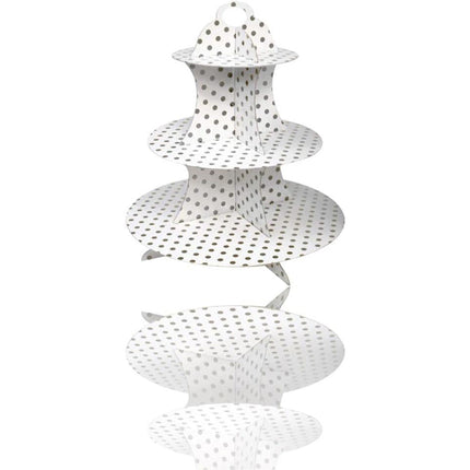 Alzatina a 3 ripiani con pois in cartone supporto per muffin cupcake dolci rustici stand espositore alzata decorazione per festa - enzoled