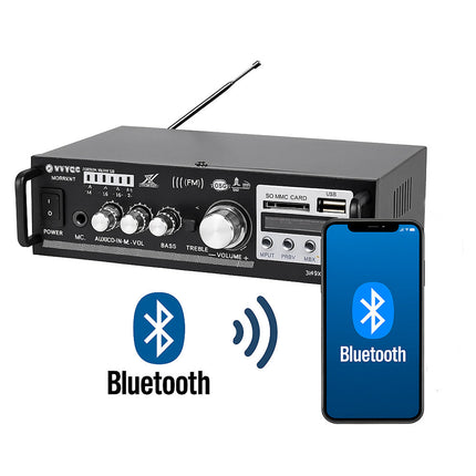 Amplificatore bluetooth 1 ingresso microfono radio FM con telecomando