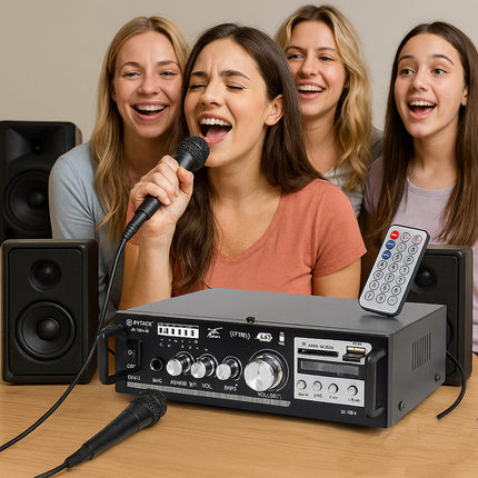 Amplificatore bluetooth 1 ingresso microfono radio FM con telecomando