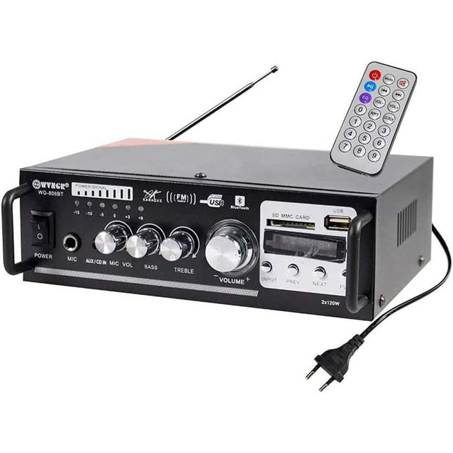 Amplificatore bluetooth 1 ingresso microfono radio FM con telecomando