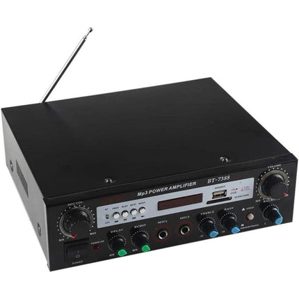 Amplificatore bluetooth karaoke 2 ingressi microfono FM telecomando