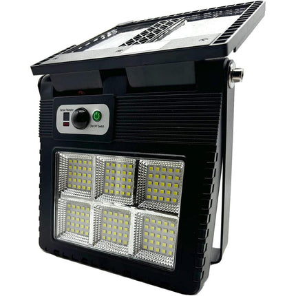 Faro solare a 6 celle 150 led faretto con pannello solare sensore crepuscolare e movimento a luce fredda 6500k IP67 - enzoled