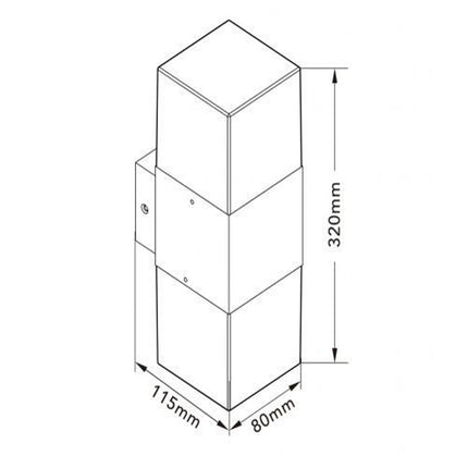 Applique parete doppia emissione di luce 2 attacchi E27 IP44 ruggine