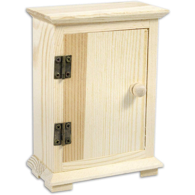 Armadietto portagioie in legno grezzo per decoupage con un ripiano portaoggetti decorativo enzoled