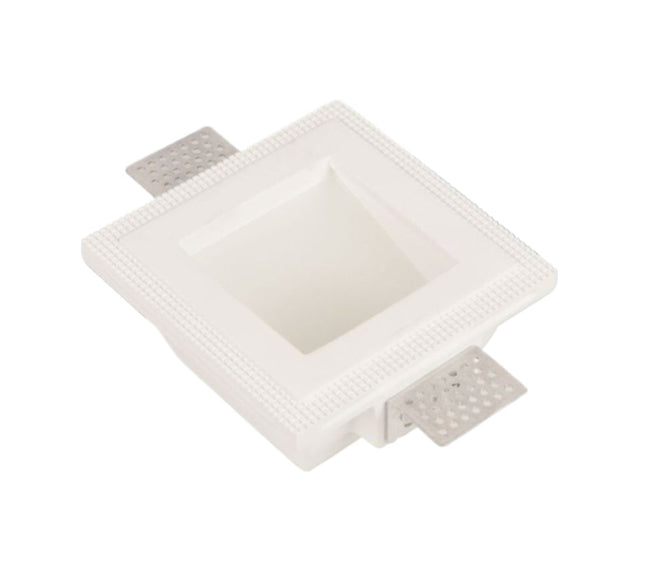 Supporto Portafaretto in Gesso Quadrato Incassato Copertura Vetro Opaco per GU10/MR16 - Bianco enzoled