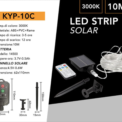 Filo led 10 metri 100 micro led stringa a pannello solare con picchetto catena di luce per decorazioni natalizie giardino luce fredda calda e rgb enzoled