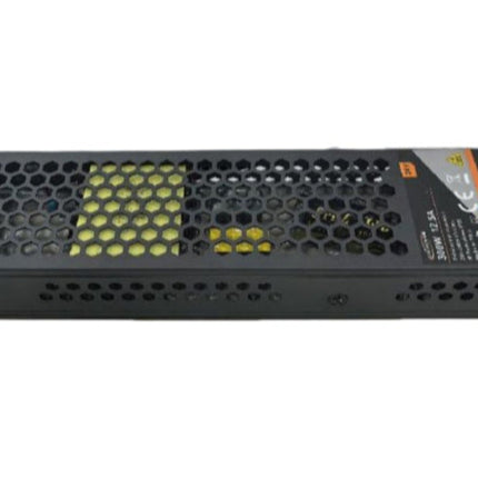 ALIMENTATORE SLIM METALLICO STABILIZZATO SWITCHING TRIMMER 220V-24V 12.5A 300 WATT COLORE NERO - enzoled