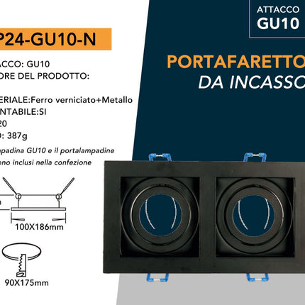 Portafaretto ad incasso orientabile supporto per due faretti porta faretto per controsoffitta enzoled