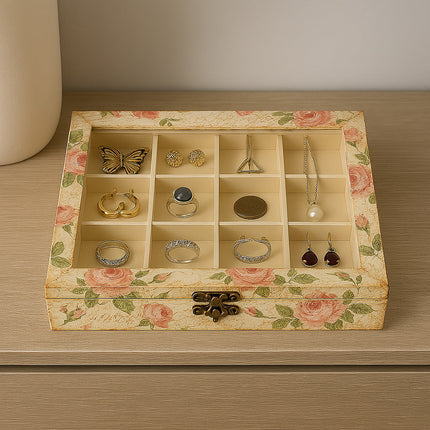 Bacheca in legno 16 posti con porta in vetro per pittura e decoupage enzoled