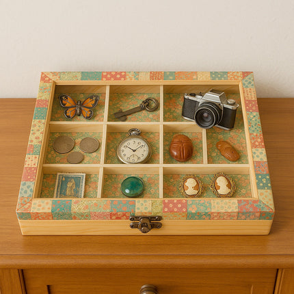 Bacheca in legno 16 posti con porta in vetro per pittura e decoupage enzoled