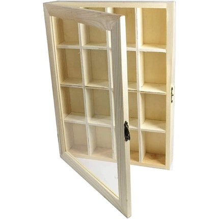 Bacheca in legno 16 posti con porta in vetro per pittura e decoupage enzoled