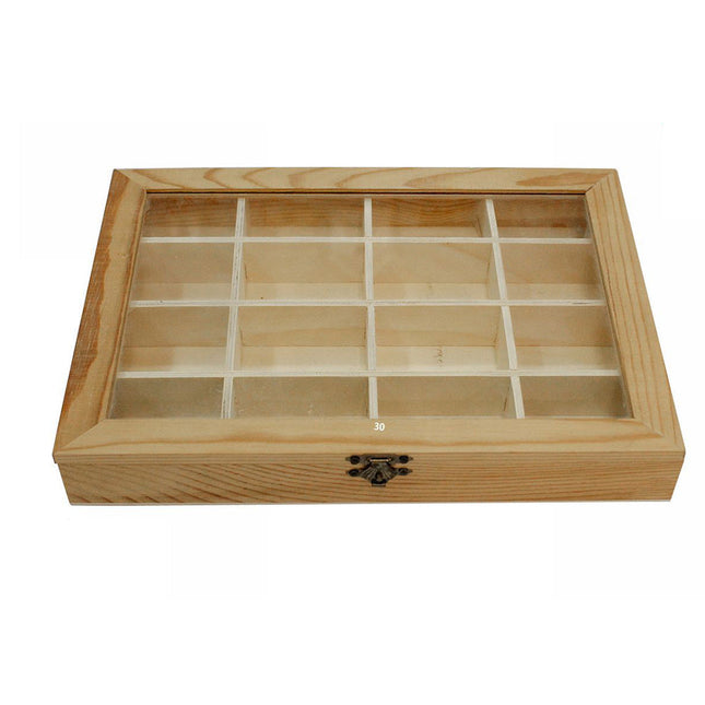 Bacheca in legno 16 posti con porta in vetro per pittura e decoupage enzoled