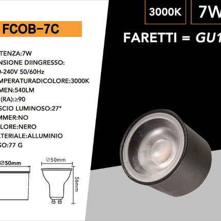 Faretto led cod 7 watt sostituzione di lampade gu10 lampada per portafaretti luce fredda 6500k calda 3000k naturale 4000k enzoled