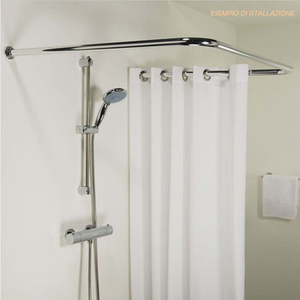 Bastone per tenda doccia universale regolabile lineare e angolare con tre aste 80 cm - enzoled