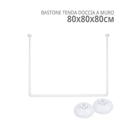 Bastone per tenda doccia universale regolabile lineare e angolare con tre aste 80 cm - enzoled
