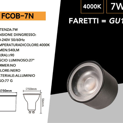 Faretto led cod 7 watt sostituzione di lampade gu10 lampada per portafaretti luce fredda 6500k calda 3000k naturale 4000k enzoled