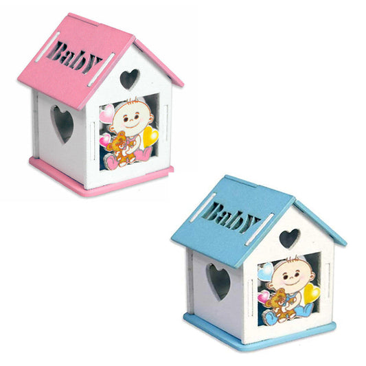 Set di 12 scatoline portaconfetti a forma di casetta con tetto apribile per confetti bomboniere per nascita battesimo - enzoled