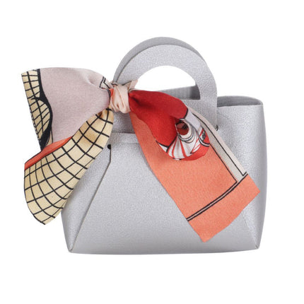 6 bomboniere a forma di borsetta con foulard portaconfetti per eventi