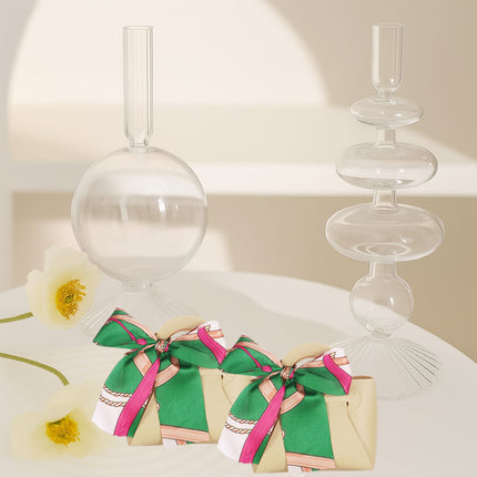 6 bomboniere a forma di borsetta con foulard portaconfetti per eventi